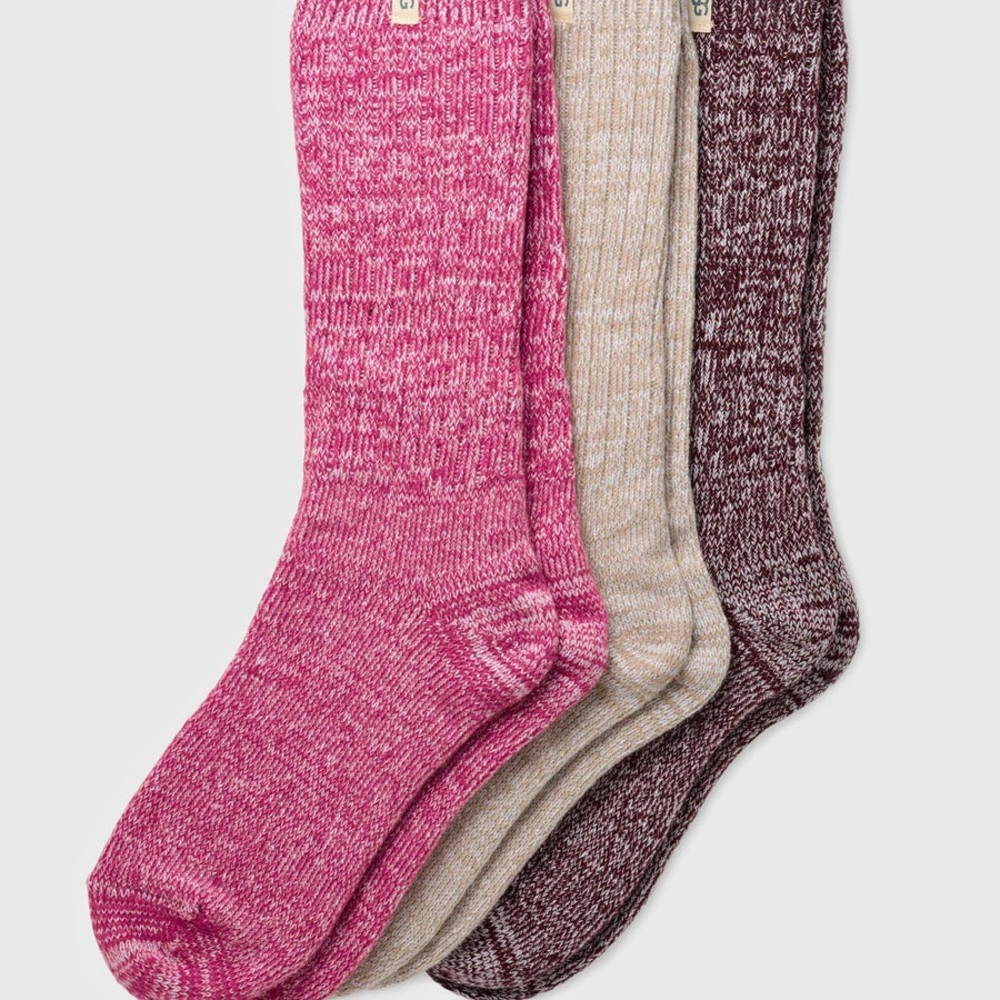 UGG Women's Rib Knit Slouchy 3-Pack Crew Socks